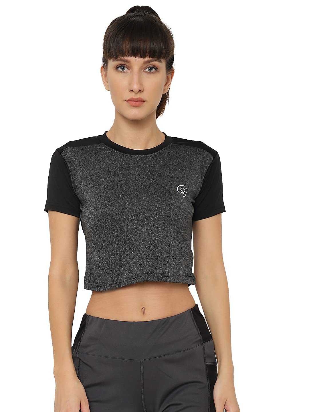 Women Half Sleeve Round Neck Yoga Gym Wear Workout Regular Fit Crop Top-image-20