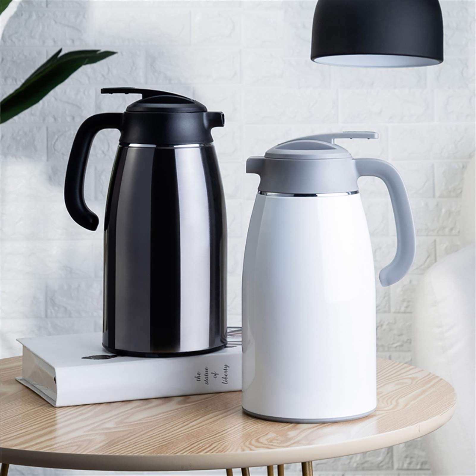 Grande caraffa Termica per caffè, brocche Termiche in Acciaio Inossidabile da 2 Litri, caraffa isolata sottovuoto a Doppia Parete, per caffè, Acqua Calda, tè, Bevande Calde (Color : White, Size :