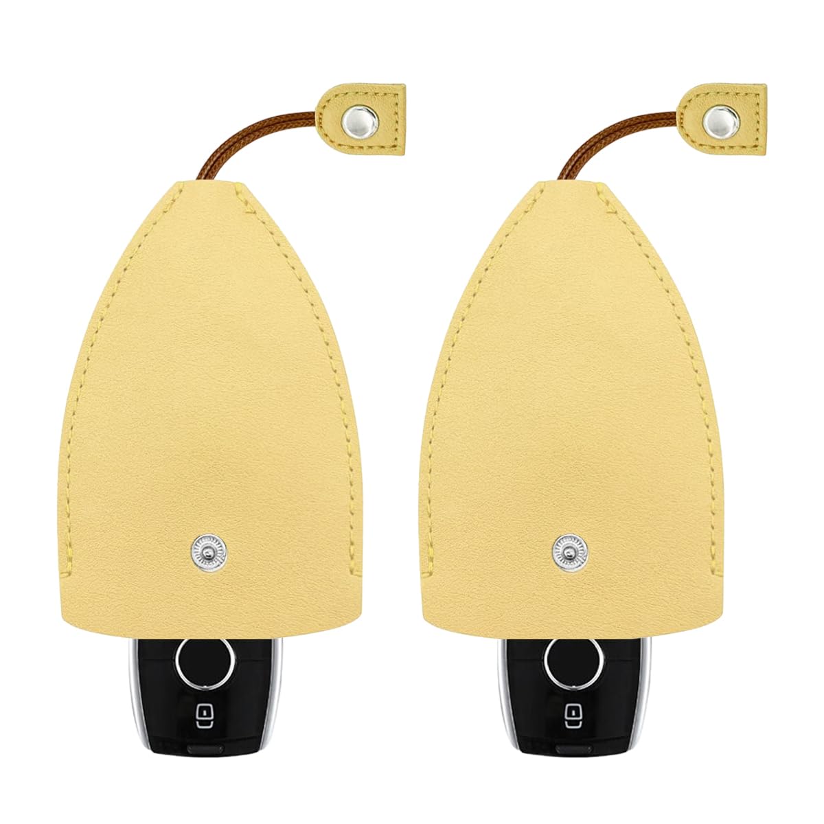 2PCS Creative Pull-Out Car Key Case, Key Sleeve Keychain Bag, Large Capacity Key Fob Case Protective Key Holder Hook