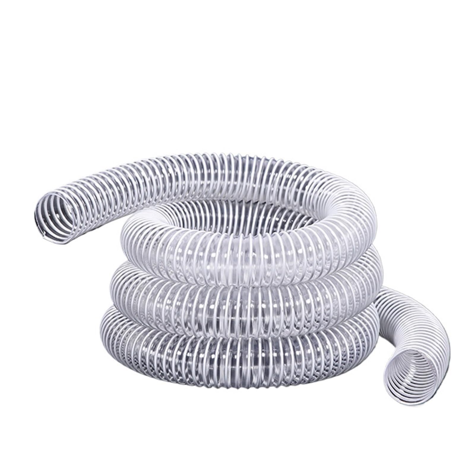 Tubo flessibile in filo di acciaio e plastica PVC trasparente for aspirazione industriale, tubo di espansione a soffietto for la rimozione della polvere, diametro interno da 1 a 10 metri, 30-100