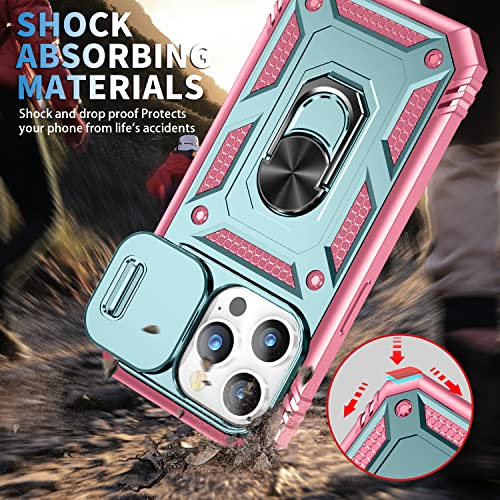 Coque Max 6,7" antichoc avec protège-objectif coulissant rose et vert