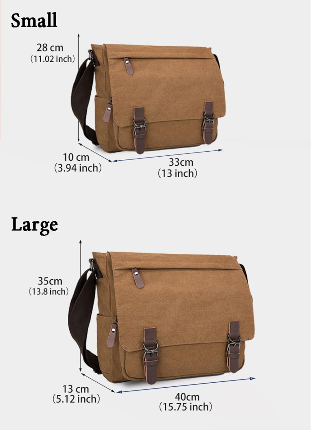 Sechunk Canvas Vintage Messenger Bag Shoulder bag Leather Large Travel Crossbody bags for men women 15inch Laptop - Image 7