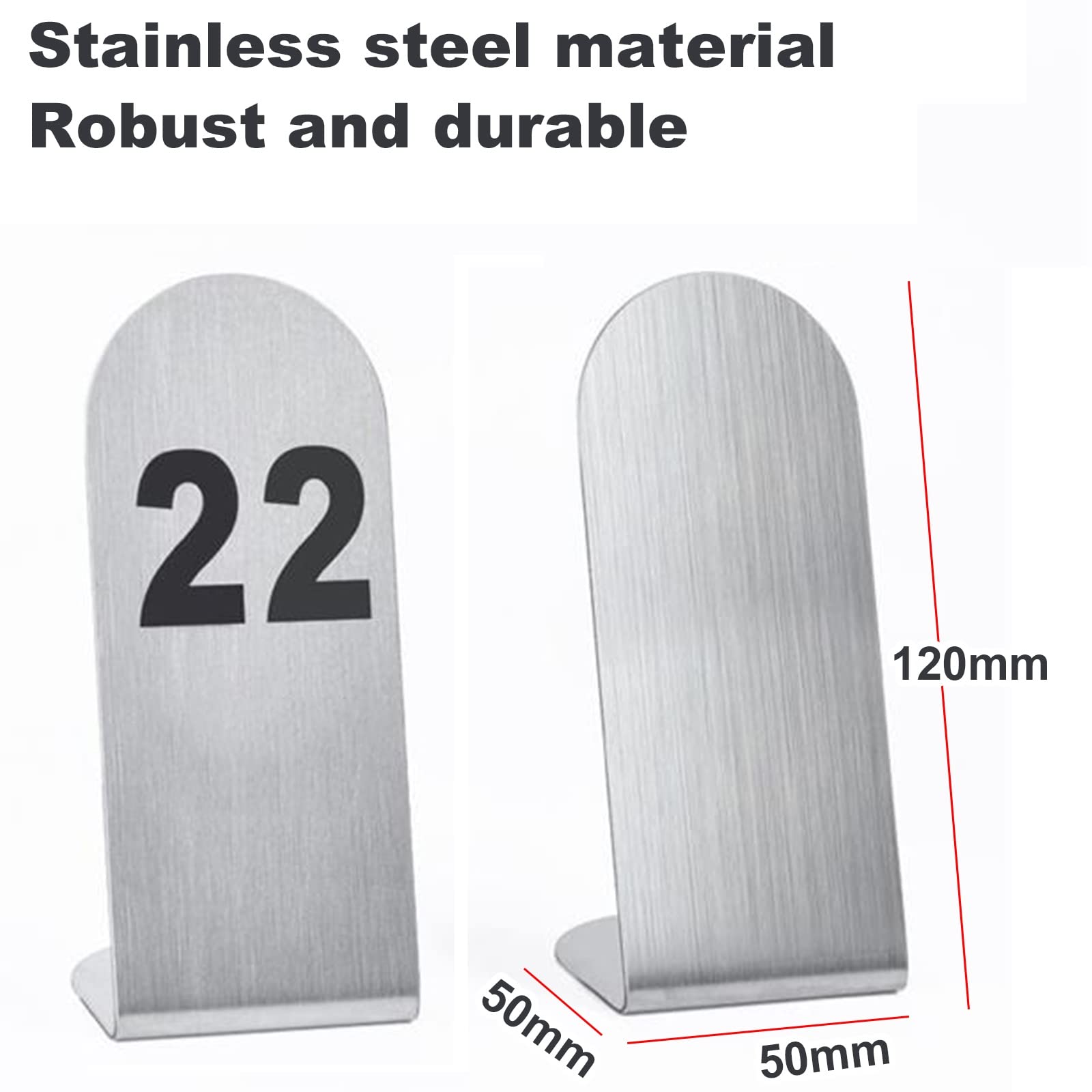 V3VOGUE Restaurant Weddings Table Numbers 1-25 1-50 1-100 Stainless Steel Table Number Cards - Sturdy And Convenient To Clean - Stackable Table Number Signs Seat Place Card
