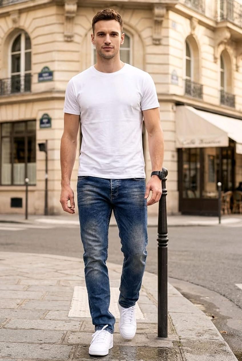Reslad Jeans-Herren Slim Fit Basic Style Stretch-Denim Männer Jeans-Hose RS-2063