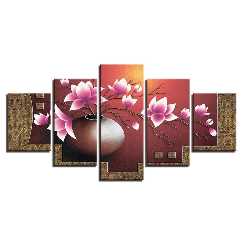 Vase a fleurs decoratif sur peinture sur toile et art mural de salon moderne