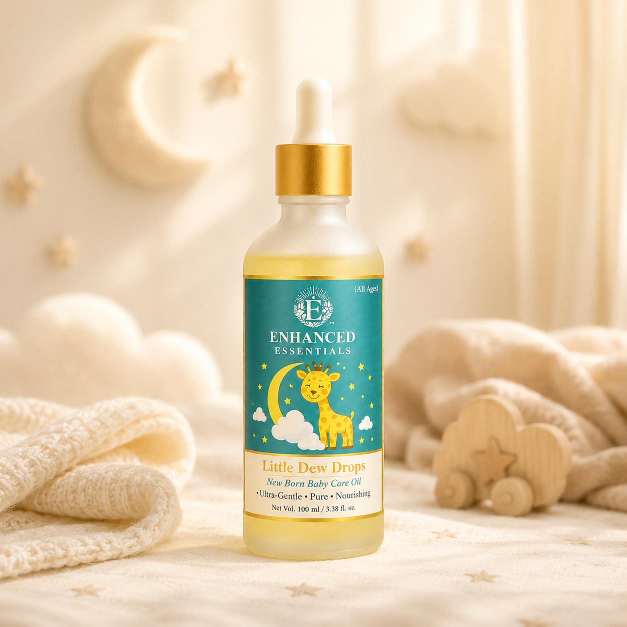 Little Dew Drops Baby Massage Oil | Cold Pressed Baby Care Oil with Peach Kernel Oil | Lightweight Daily Moisturizer | Fast Absorbing | Suitable From Birth | 100ml-image-38