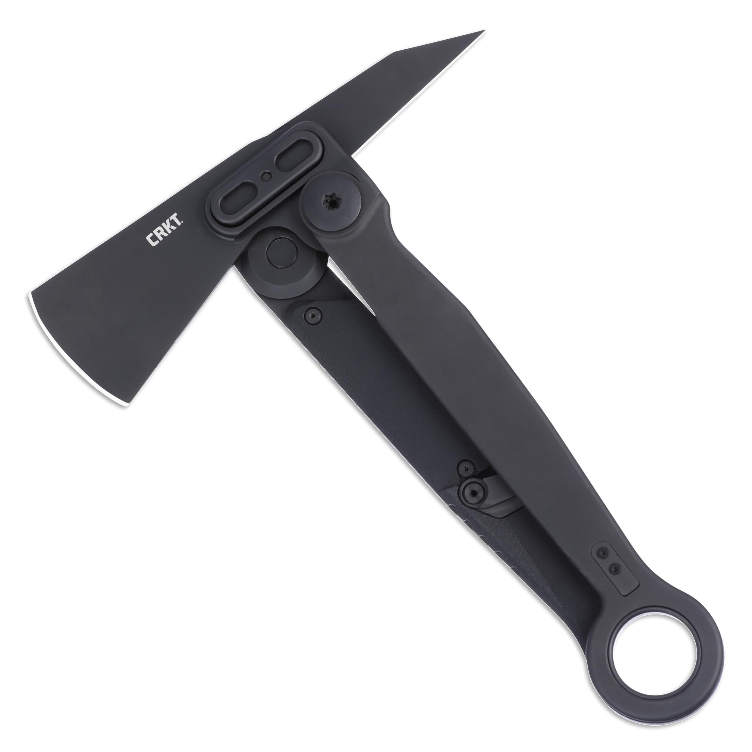 CRKT Provoke X Compact Black Folding Axe with Deadbolt Lock: SUJ2 Steel Plain Edge Blade, Stainless Steel Handle, 4141KX