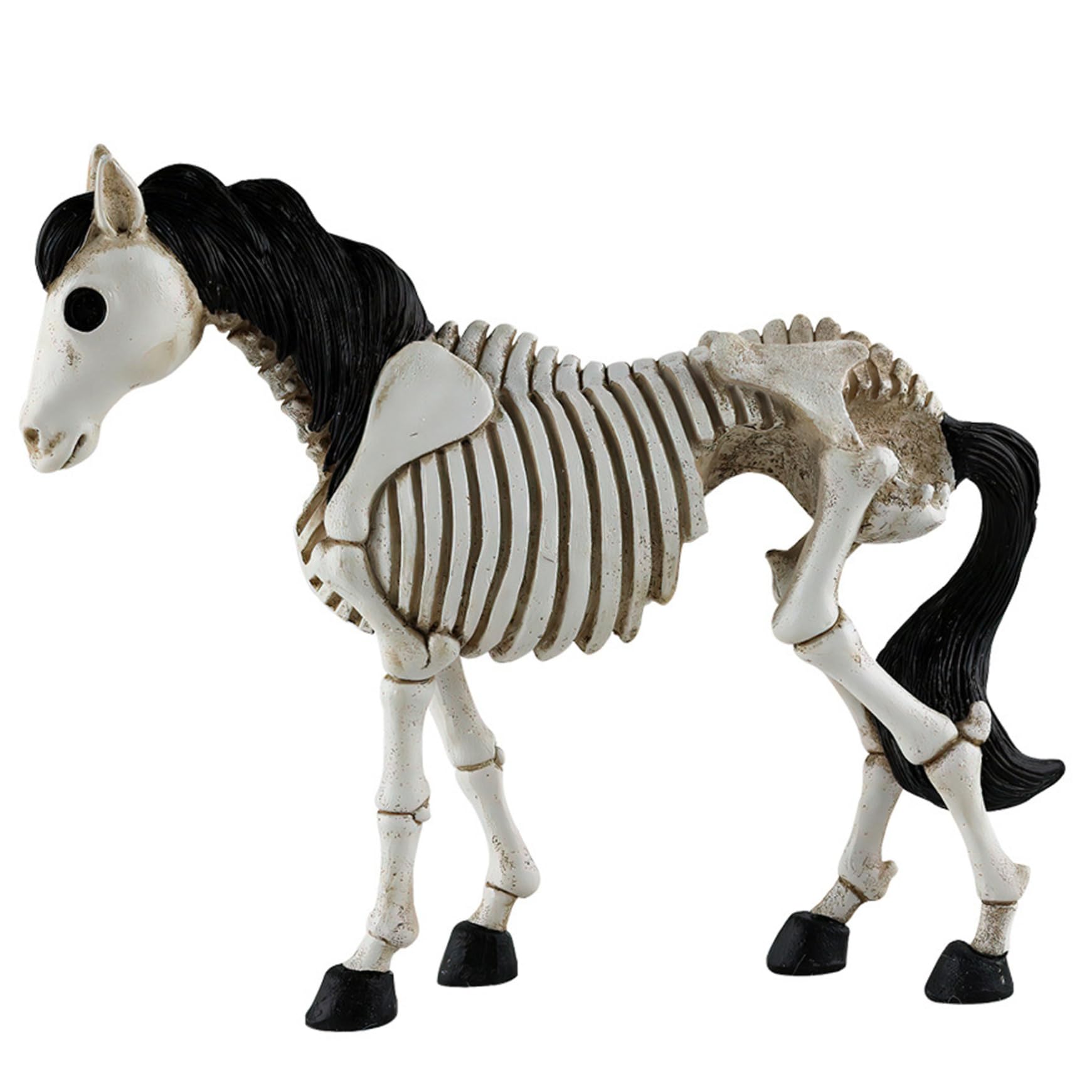 StaZamor Resin Realistic Horse Skeleton Halloween Decoration, Horror Horse Skull Prop for Home and Yard, Spooky Animal Skeleton Decor, Haunted House