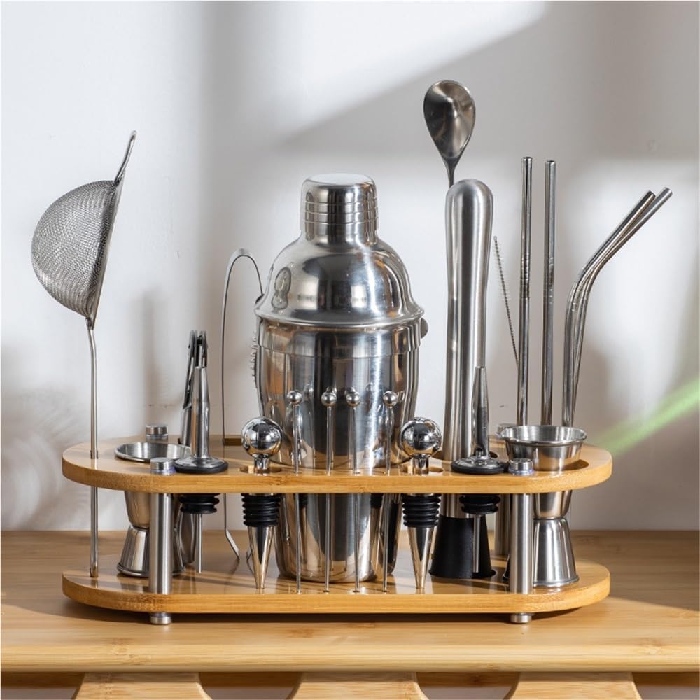 23-Piece Cocktail Shaker Set with Stand, Professional Bartender Kit with Drink Mixers and Accessories, Home Bar Tool Set for Bartending, Lounges and Parties - Image 1 of 8