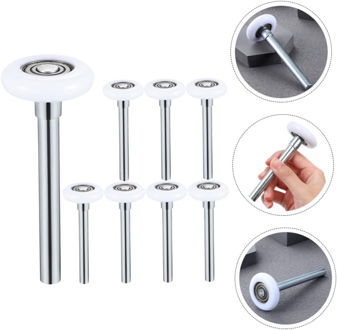 8Pcs Nylon Garage Door Rollers with Stem Quiet Replacement Rollers for Smooth Operation Compatible with Standard and Automatic Garage Doors