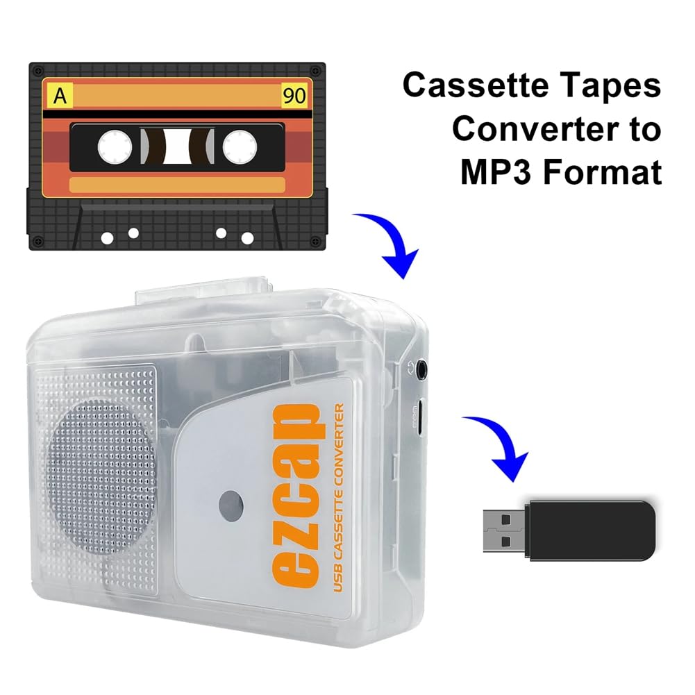 Lettore di Cassette USB Convertitore da Nastro Stereo A MP3 Registratore Musicale Audio In Convertitore di File Digitali MP3 Ezcap249