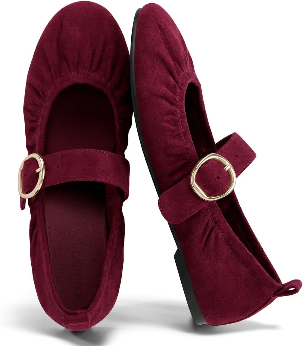 Coutgo Womens Ballet Flats Ruched Round Toe Mary Jane Flats Comfortable Slip On Dressy Shoes Coutgo Womens Ballet Flats Ruched Round Toe Mary Jane Flats Comfortable Slip On Dressy Shoes