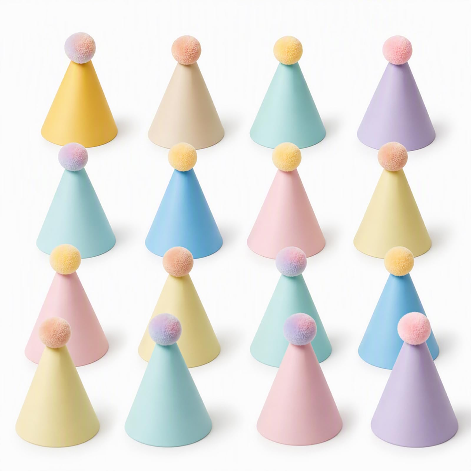 Dfiupdn 16 Colourful party hats for teddys Party Hats for Adults, Cone Hats
