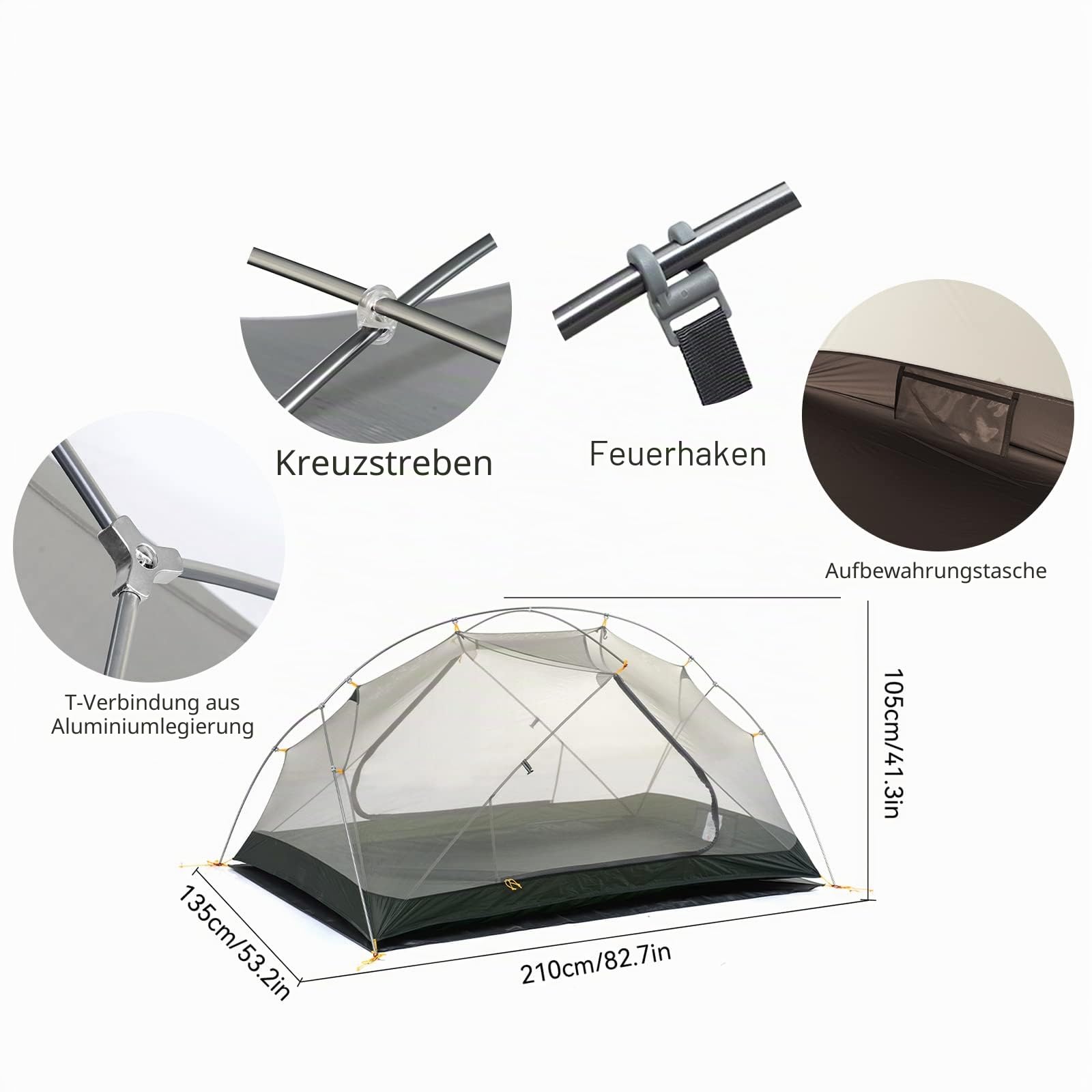 Naturehike Mongar 2 Mann Zelt Campingzelt Ultraleicht Zelt 2 Personen Camping Zelt Rucksackzelte 4 Jahreszeiten Zelt 20D Nylon PU4000mm für Camping Trekking Radfahren Bergsteigen