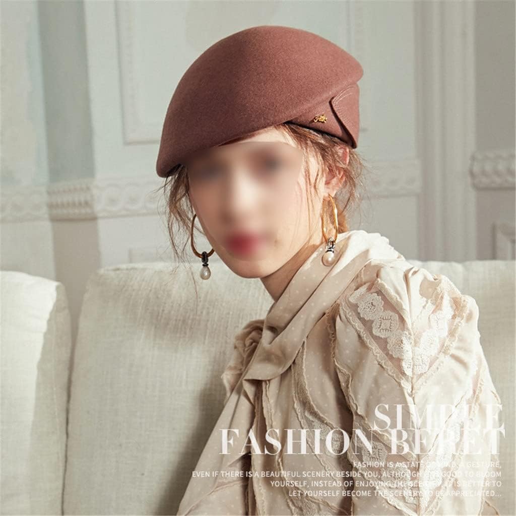 Apparel Autumn and Winter New Dome Wool Beret Stewardess Hat Bow Woolen Top Hat Women