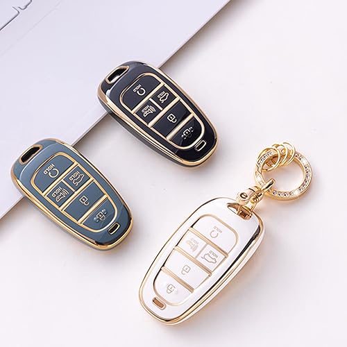 Miniatura 6 de Gematay Funda para llavero Hyundai con llavero, compatible con llavero inteligente Hyundai Sonata Santa fe Tucson 2020-2023, azul