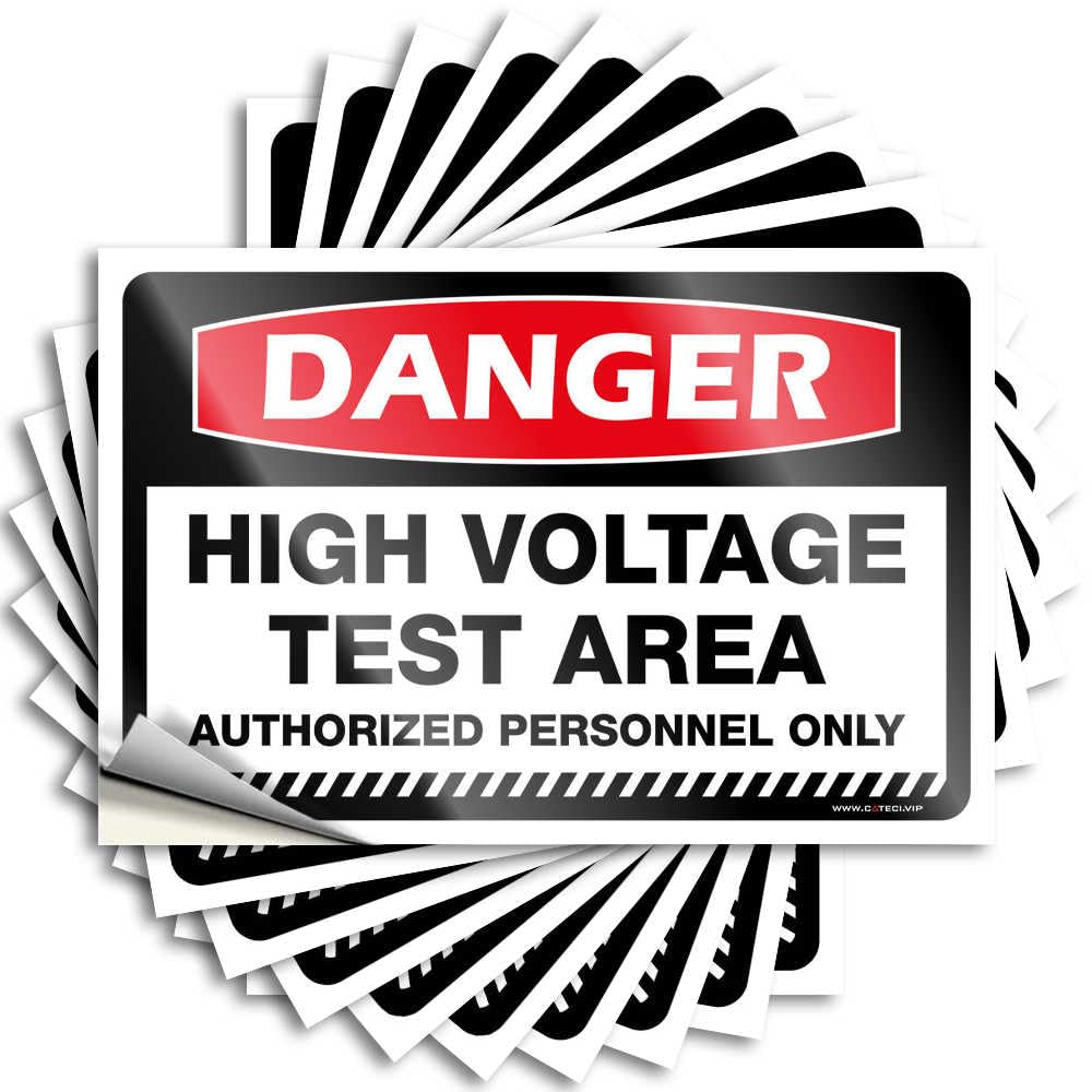 Sticker Tumbler Accent Danger High Voltage Test Area Authorized Personnel Only for Tiki - Entryway Decor Easy Peel Removable(6X9CM)
