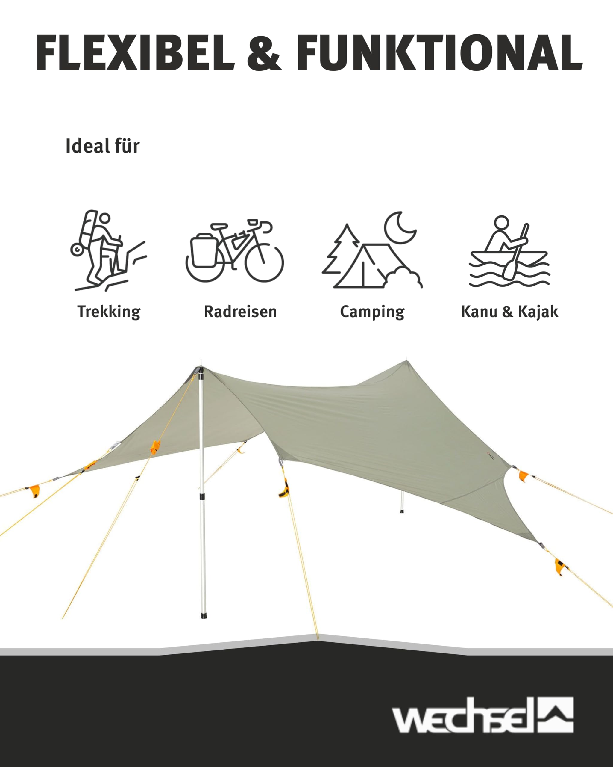 Wechsel Wing M Laurel Oak I wasserdichtes Zeltdach mit 5.000 mm Wassersäule I robust & kompakt für unterwegs I als Vorzelt oder Universalüberdach für Trekking, Camping, Radreisen, Kanu & Kajak