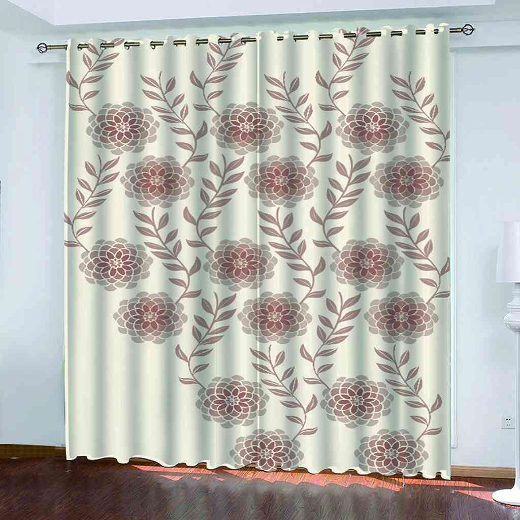 Rideau occultant 200x160 cm motif fleur abstraite à oeillets pour chambre enfant