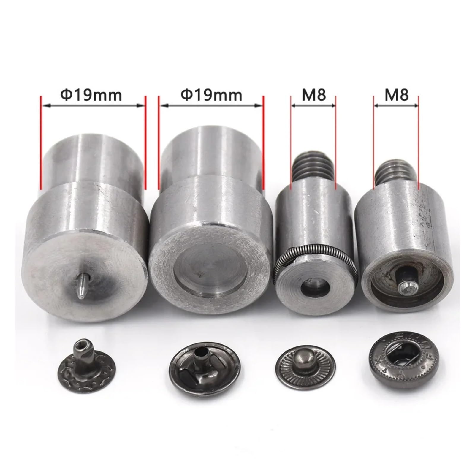 Snap Fasteners Botón Die 51 juegos de botones a presión 10/12,5/15 mm