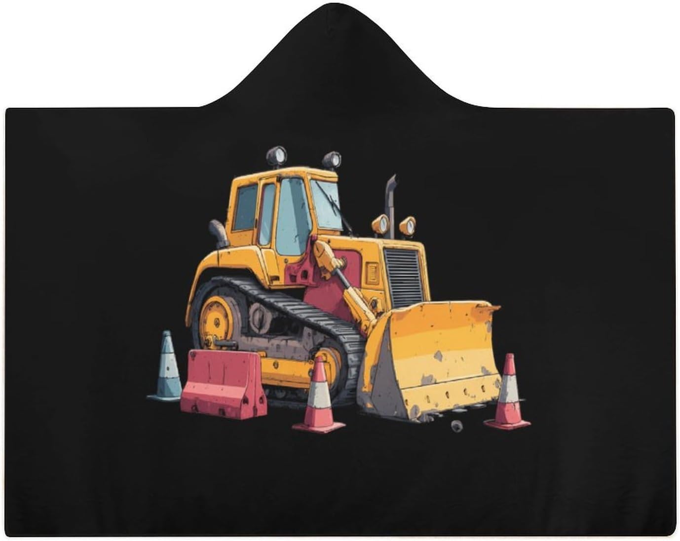 Bu-lldozers Engineering Vehicle Wearable Blanket Oversized Throw Cape | Cozy Hooded Blanket Gifts for Women Men