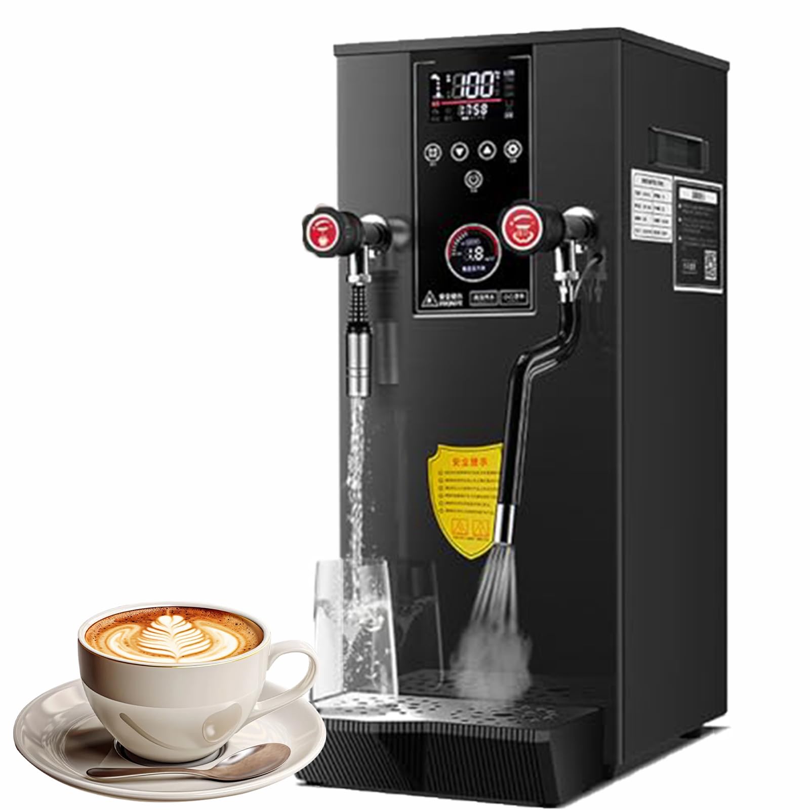 Eiwitany Electric Milk Frother Machine,Automatic Steam Boiler with LCD Display for Cappuccino, Latte, Hot Chocolate, and Tea (Black)