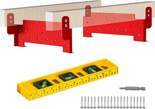 Zozen Chainsaw Mill Guide Rail Lumber Metal Brackets, 2 Pack Brackets with Level & Screws, Used for 2x4 Lumber and 3-36 inch Diameter Logs, Good Helper for Chainsaw Mill.