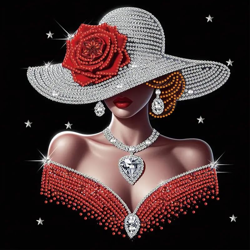 5D DIY Partial Special Shaped Drill Girl Diamond Painting Kit, 30x30 cm DIY Girl Diamond Art Decoration Kit for Beginner, Rhinestone Art Craft Wall Decoration for Home Office (10)