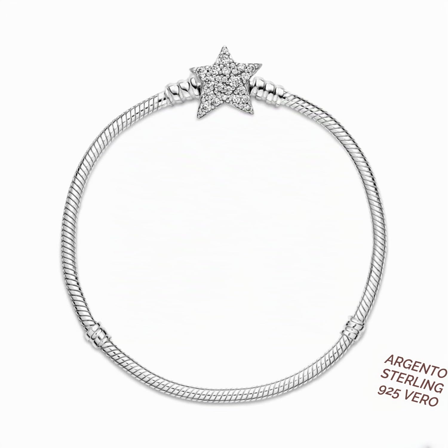 Bracciale New 2025 Compatibile Charm Tutte Marche Clip Stella Donna Originale Simil Rigido Pendente Ciondoli Base Bambina Braccialetti Clip Fermo Catena Argento 925 Gancio