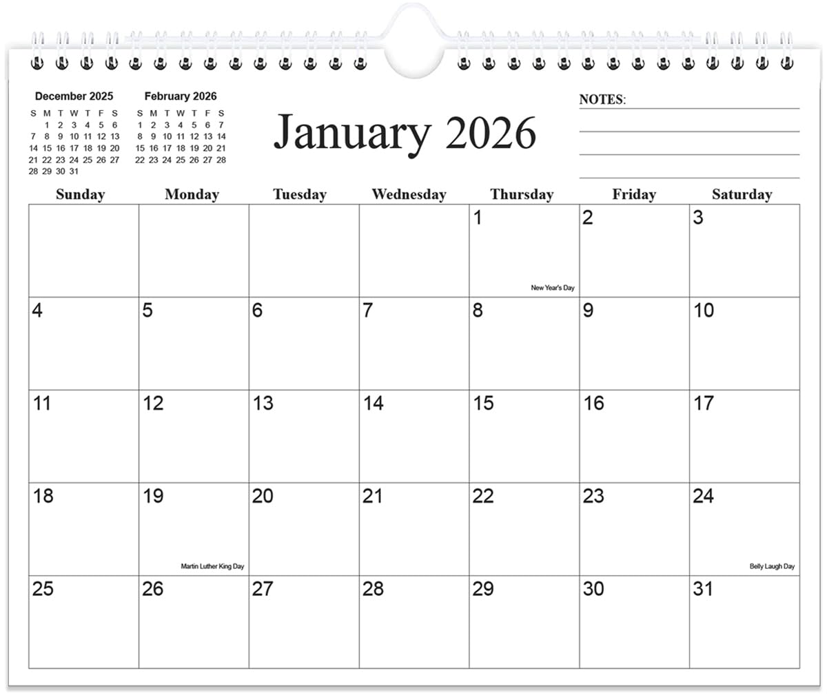 2026 Calendar - 18 Months Calendar 2026 from January 2026 to June 2027, Wall Calendar 2026 with Thick Paper for Home/Office/School, 8.5" x 11", Black