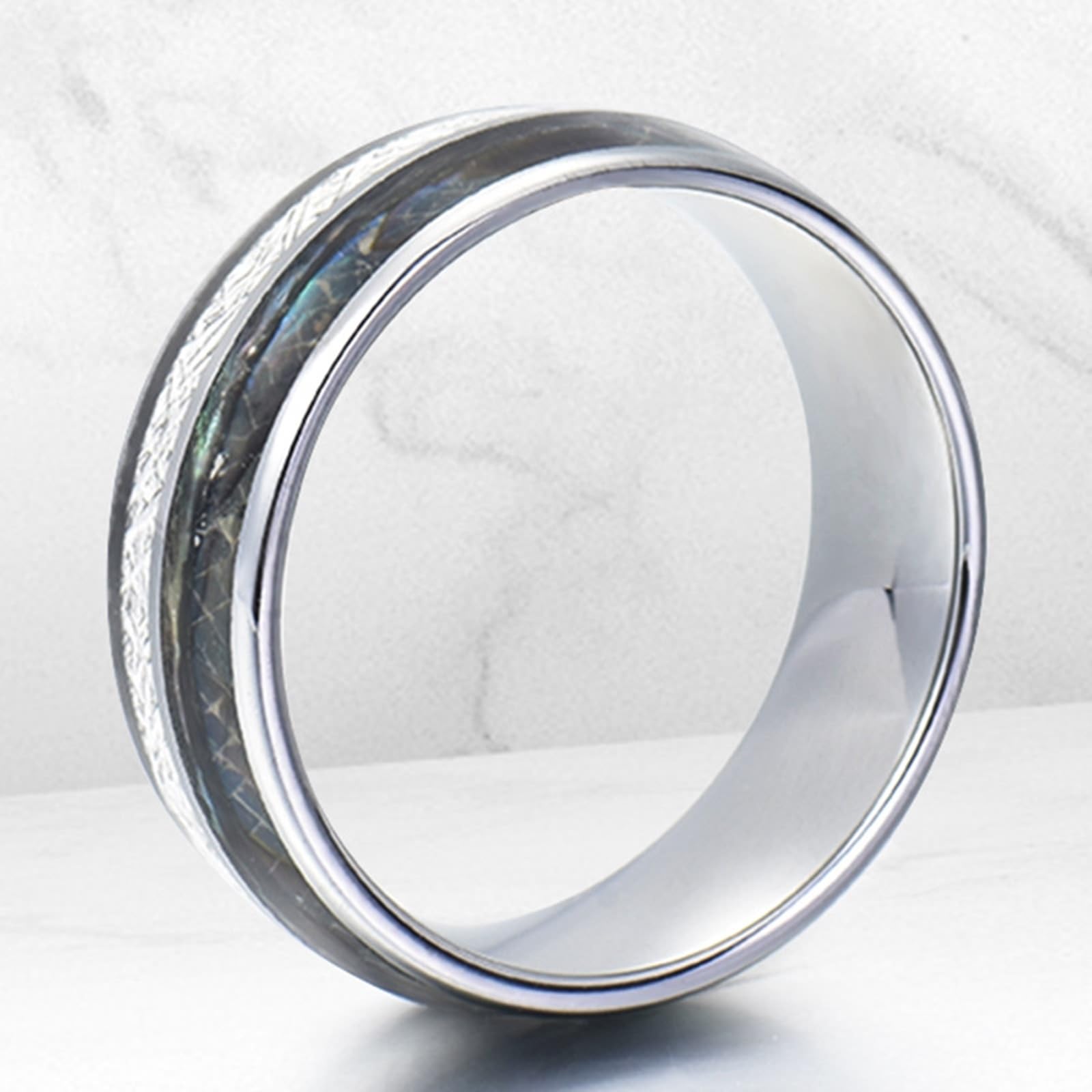 Set di fedi nuziali per lei, anelli da uomo in carburo di tungsteno, 2 pezzi, 8 mm, anello in argento intarsiato e metallo, per coppie, gioielli di Capodanno