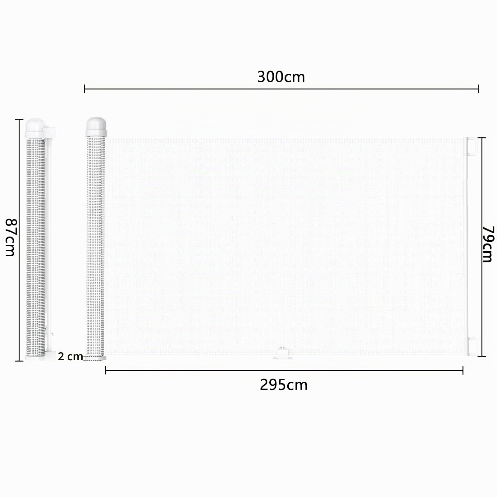 UISEBRT - Barrera de protección, enrollable extensible de 0 a 300 cm, para bebés y mascotas, color blanco
