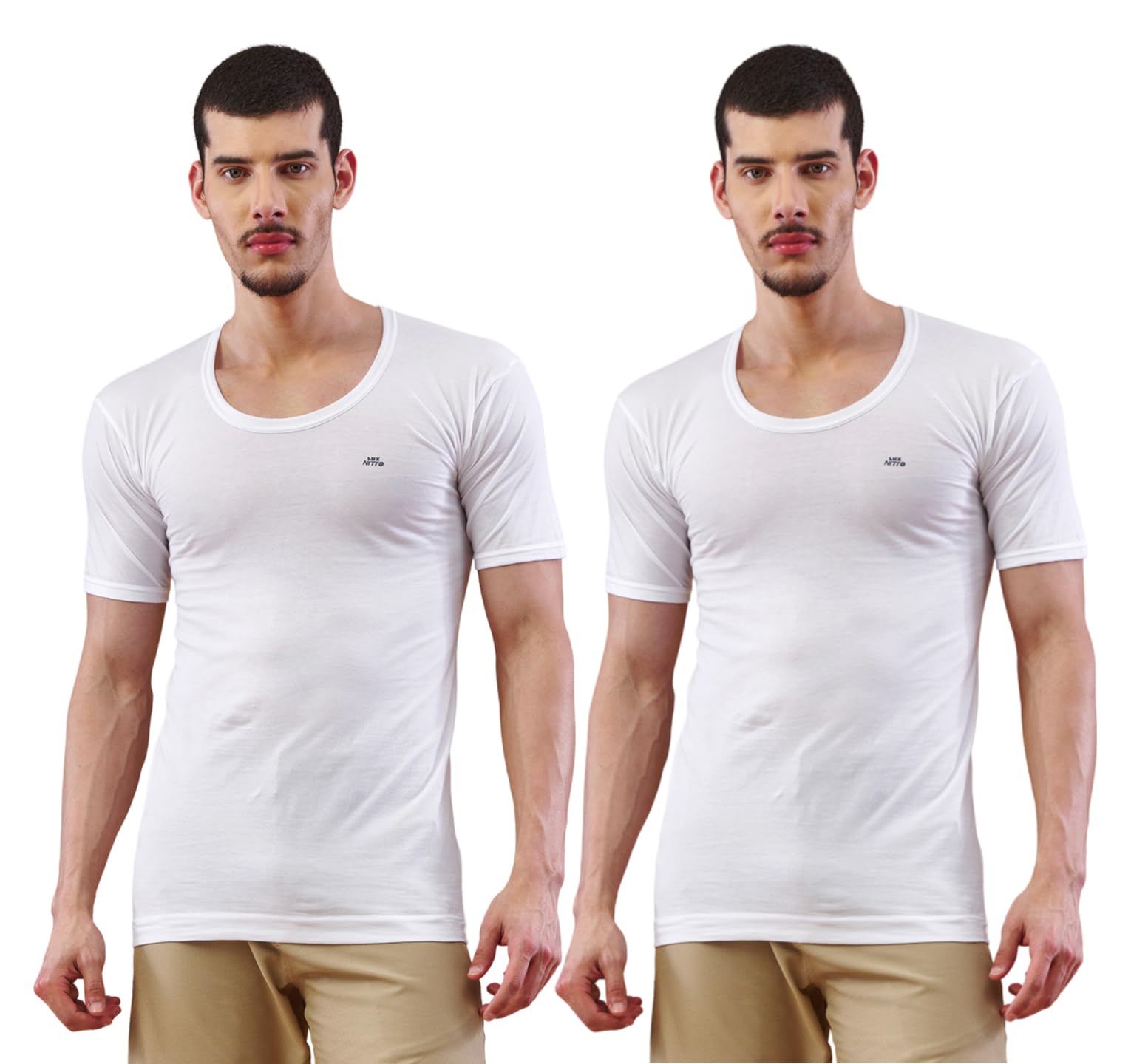 lux nitro Round Neck with Sleeve Vest for Men | Premium Cotton White Vest | Sweat-Absorbing & Tailored Undershirt Pack of 2-picture-22
