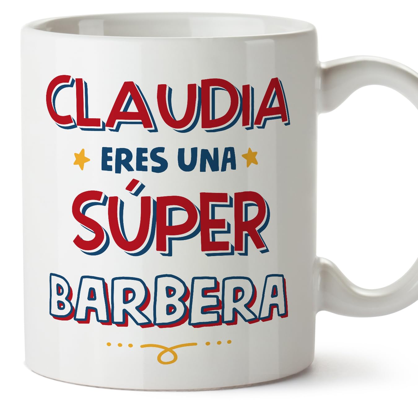 MUGFFINS Personalised Mug for Barber Woman - in Spanish - Eres Súper - Funny Custom Gift for Colleagues - Ceramic 11oz Mug