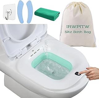 Sitz Bath, Electric Sitz Bath For Toilet Seat Hemorrhoids Postpartum Care Tub, Sits Bath Soak Pan For Women Men, Sitz Baths Salts Bowl, Hip Bath Basin, Foldable, Water Spray Style, Green