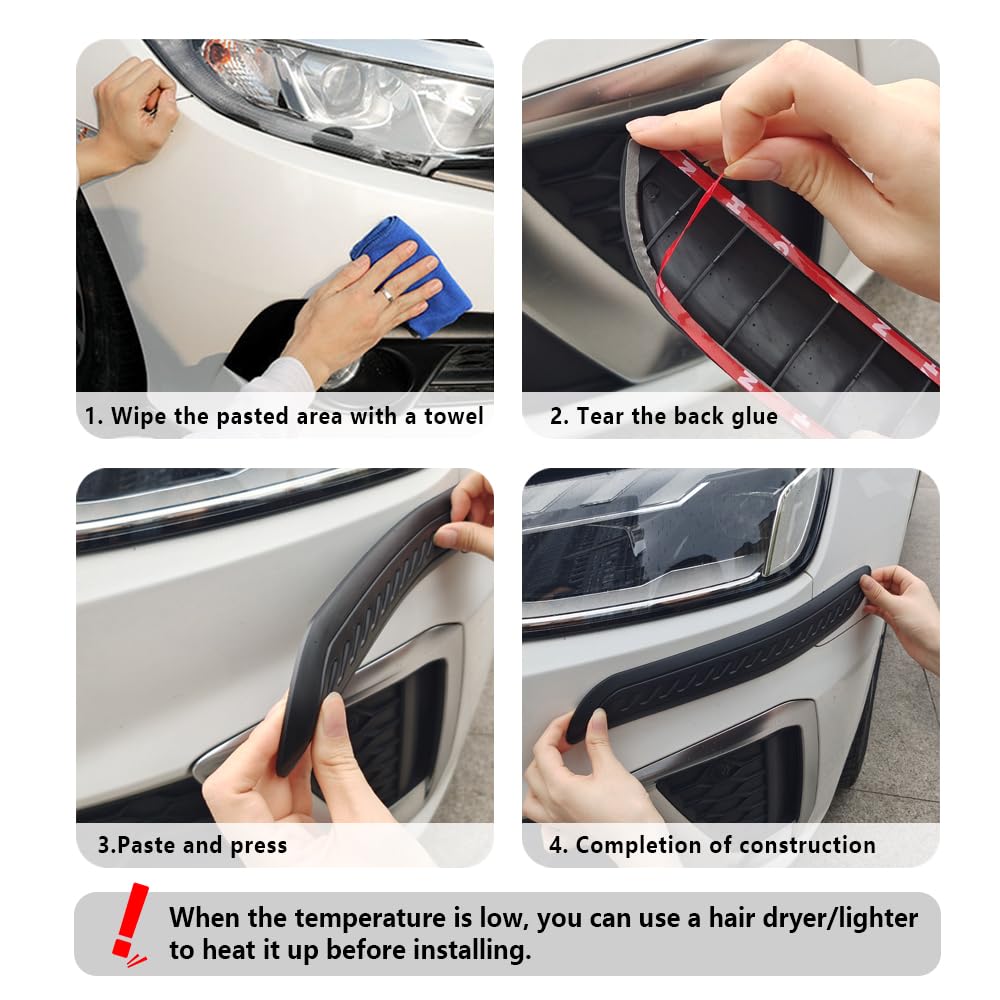 2PCS Rubber Car Bumper Guard,Anti-Collision Anti-Scratch Car Rear Bumper Protector Strip,Universal Car Bumper Protector Guard Car Exterior Accessories for Cars Trucks SUVs (Black)