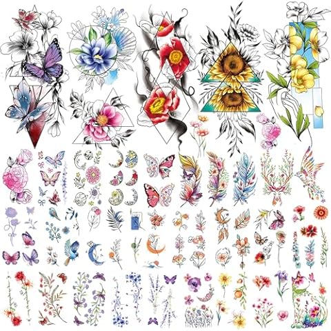 Acevegue 79 Sheets Colourful Temporary Tattoos Cover