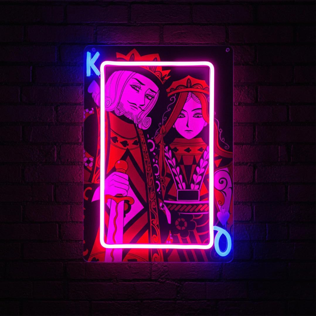 Décoration salle de jeux casino avec enseigne lumineuse LED en acrylique 27 cm
