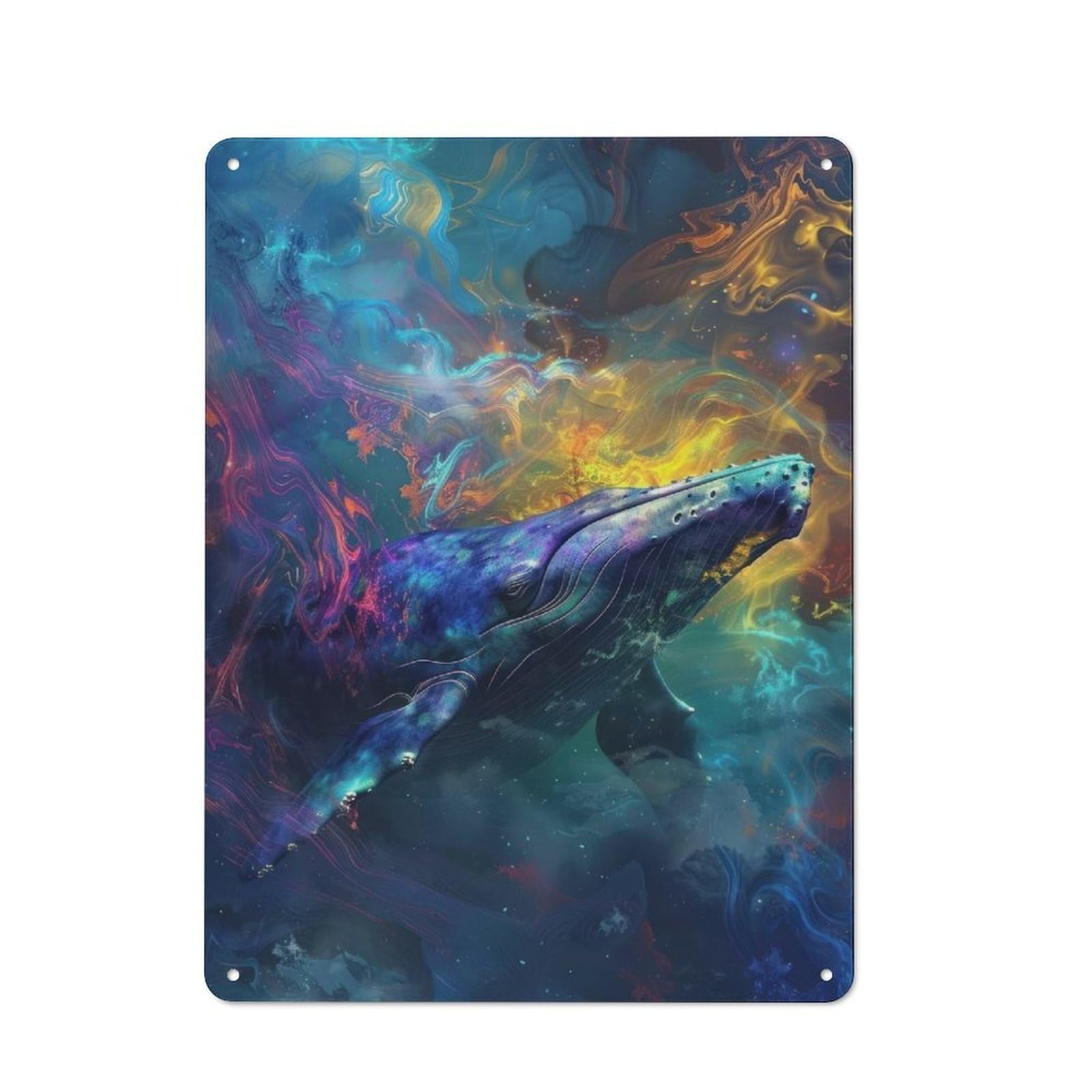 Junmoney Cosmic Whale Rustic Metal Plaque 40X30cm For Dining Room Or Kitchen, A Housewarming Gift For Dining Room Decor Fans
