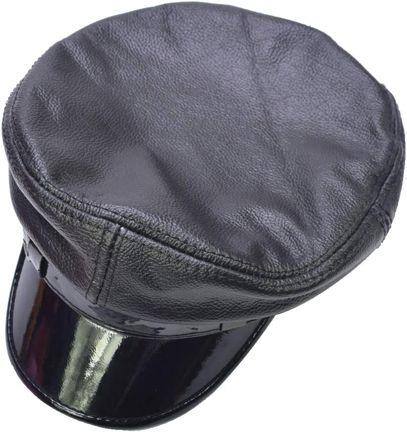 Cowhide Leather Classic Mariner Style Cap Greek Fisherman's Sailor Newsboy Hats - Image 4