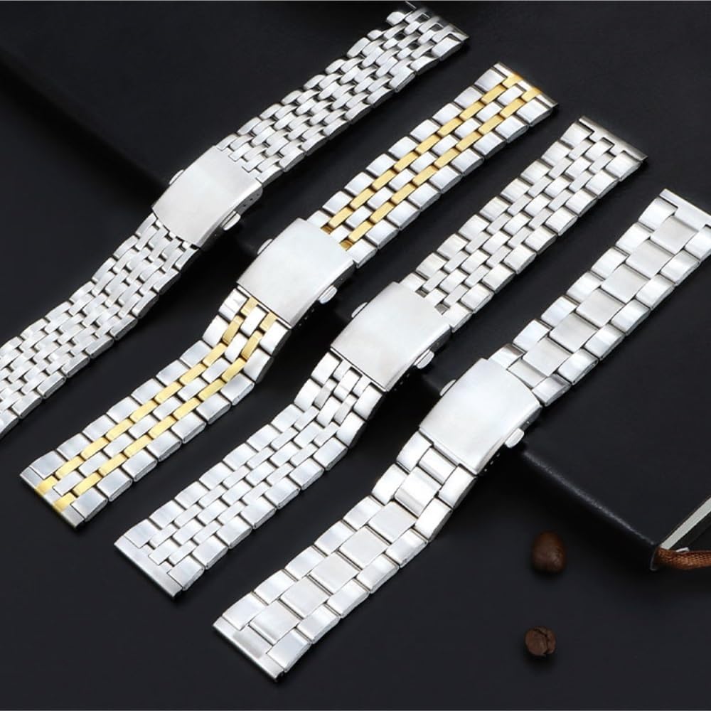 STACTES des STRACTES Bande d'acier INOXEUX 18 mm 20 mm 22 mm Bracelet Métal Universal Boucle Pliante Menles Femmes Strap Accessoires