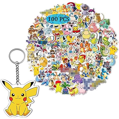 GTOTd Cartoon Stickers (100Pcs with Cartoon Keychain) Gaming Anime Sticker Gifts Video Games Merchandise Laptop Luggage Room Decor Keys Skateboard Teens Girls Cover