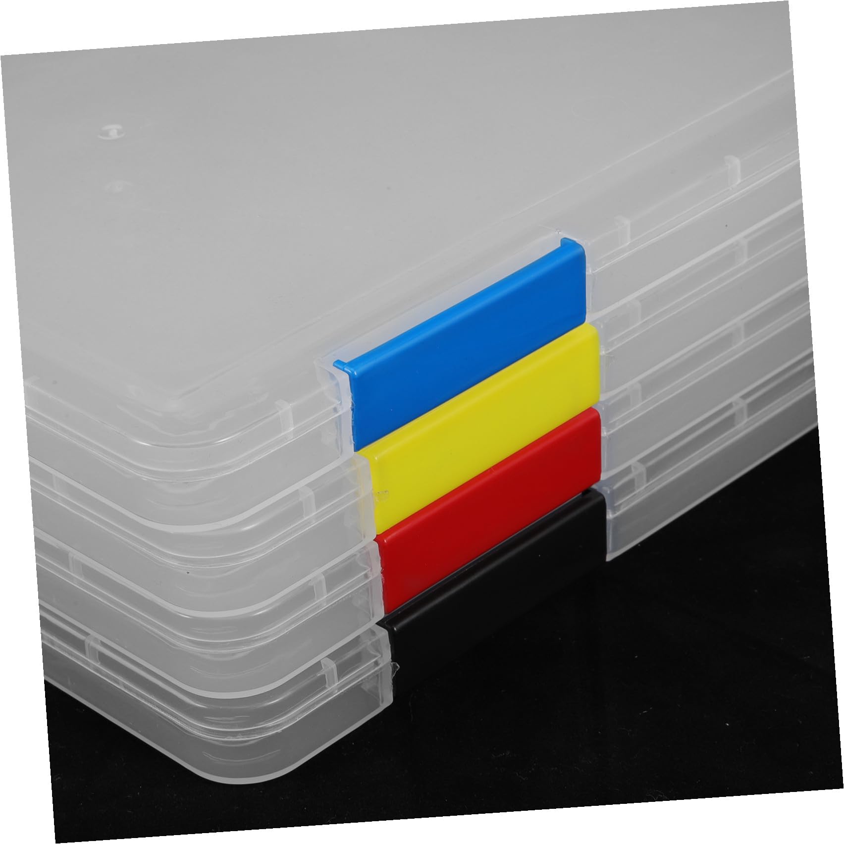 4 Stück Transparente Dokumentenboxen A4 Stabil Stapelbar Büro Schule Ablage Organizer Zufällige Farbe