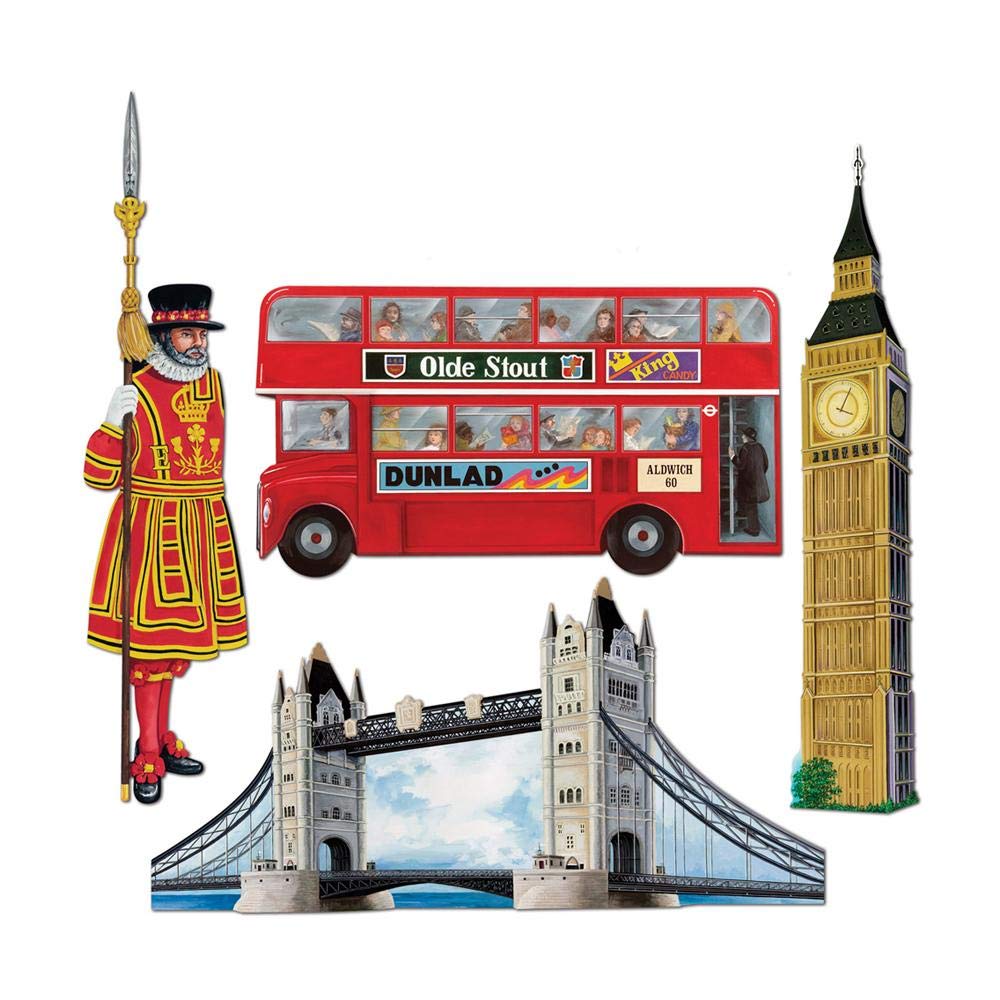Beistle Multicolor British Cutouts - Pack Of 4