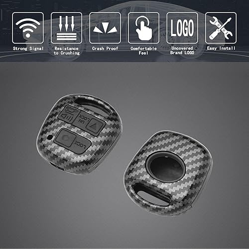 Miniatura 3 de TANGSEN Funda de silicona negra con patrón de fibra de carbono, compatible con Toyota Land Cruiser FJ Cruiser Lexus Es300 Ls430 Lx470 Rx300 Rx330