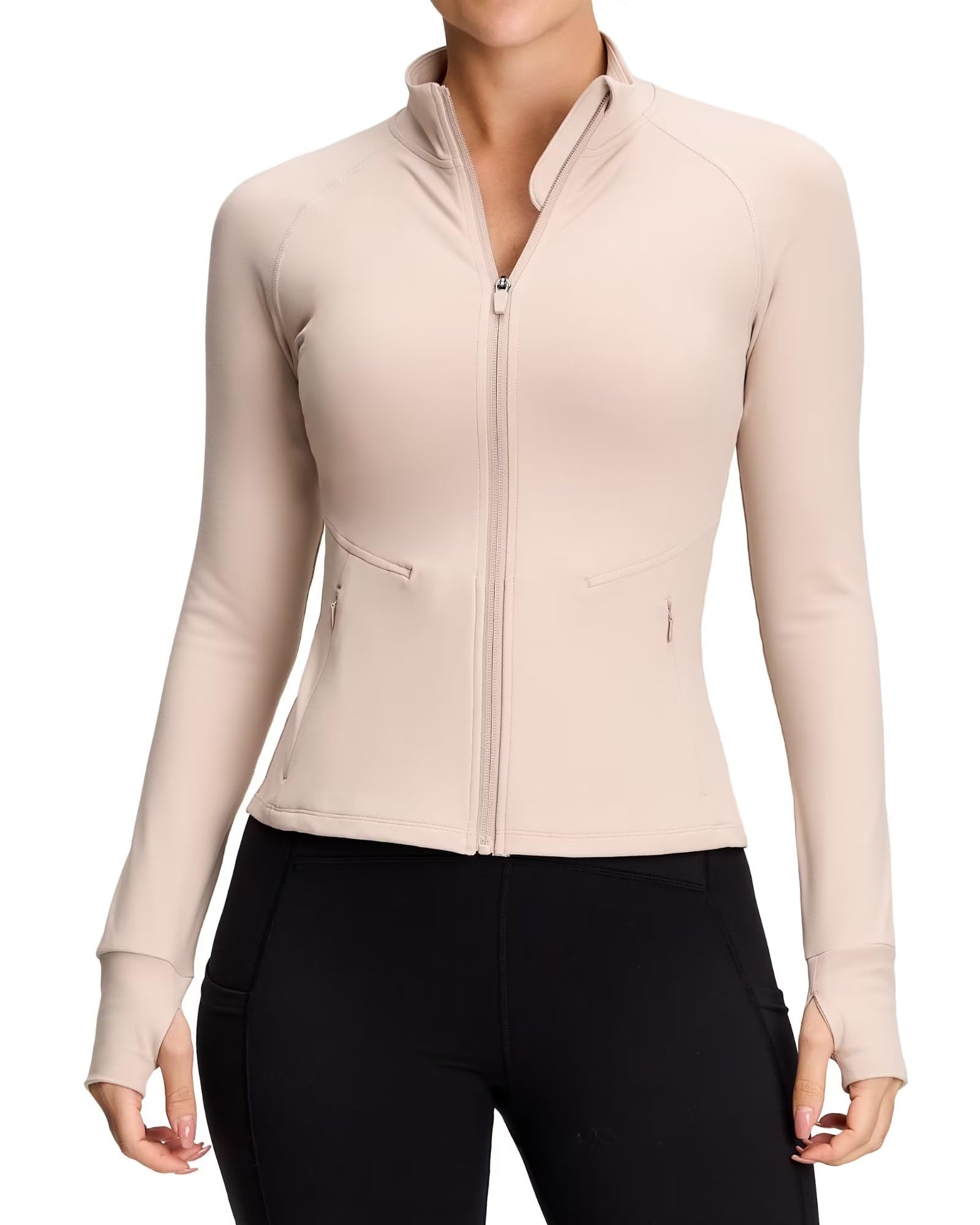 QUEENIEKE Athletic Jackets For Women Cottony-Soft Full Zip Slim Fit Workout Running Jacket