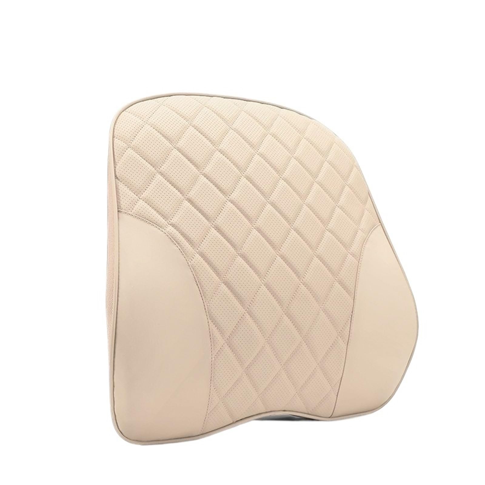 KVSWBRE Car Seat Pillow Nappa Leather Car Neck Cushion Waist Support Pillow Memory Foam Car Headrest Lumbar Support Seat Accessories(Beige -waist pillow)