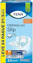 Tena Slip Dermacare, Fralda Geriátrica para Incontinência Urinária, M - Leve 24 Pague 21 unidades