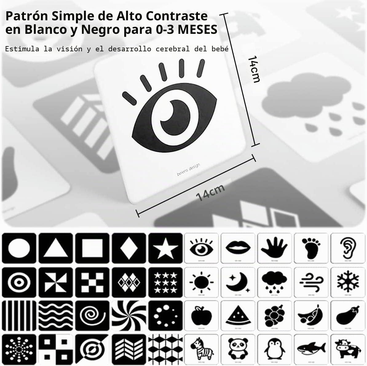 Beiens Tarjetas Flashcards Bebe,0 3 6 12 36 Meses Juguetes en Blancas y Negras Comparó Las Tarjetas para la Estimulación Visual del Bebé,20 PCs 40 Pages 14 x 14 cm, Regalo Educativo para Bebés