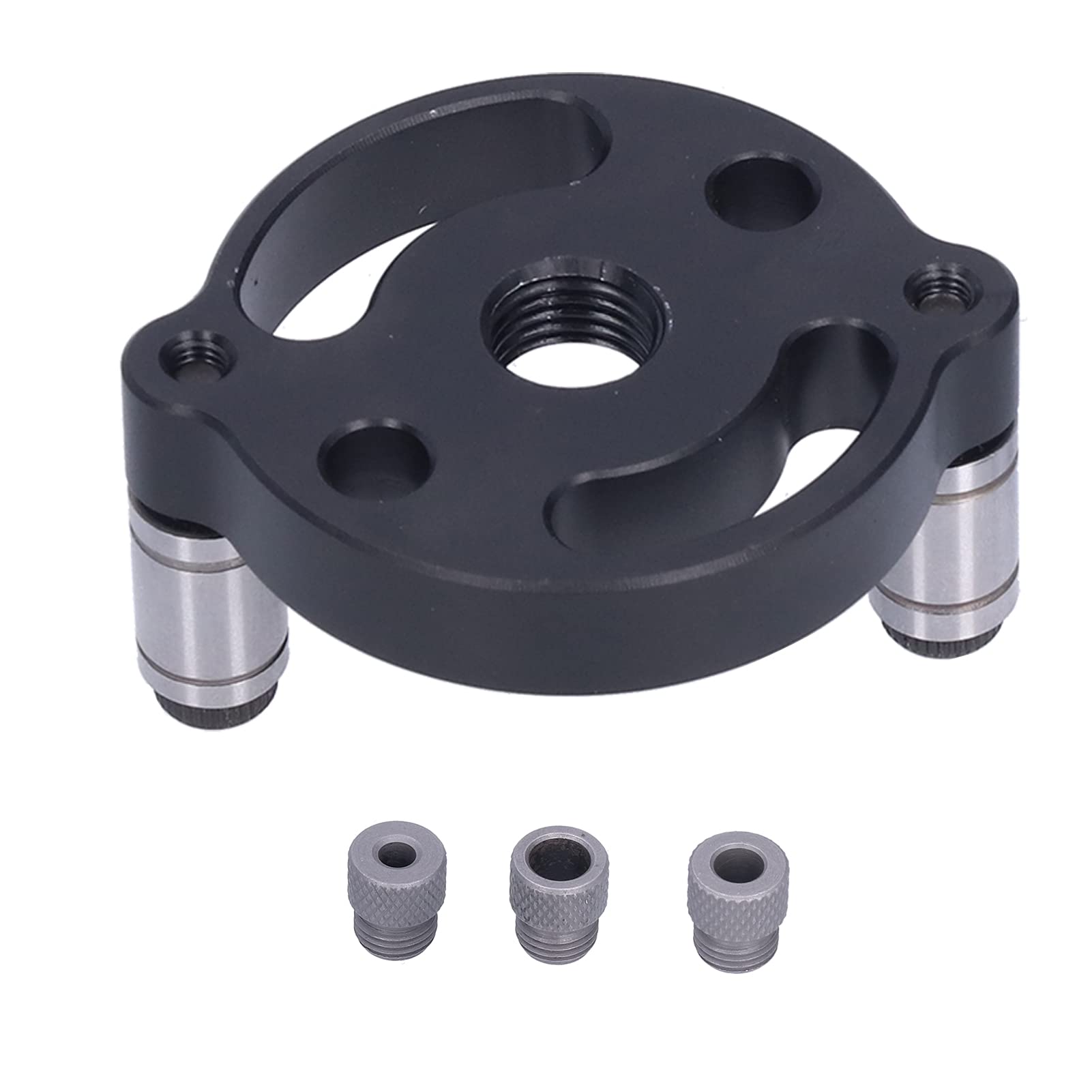Self-Adaptive Center Drill Guide Kit for Woodworking, Self-Centering Dowel Jig with 3-Hole Aluminum Alloy Drill Bit Guide